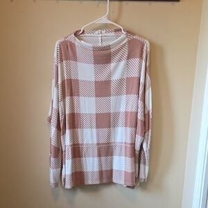 Maurices Pink and White Checkered Sweater